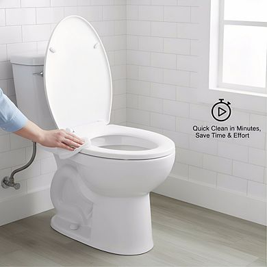 White Elongated Toilet Seat Soft Close, Transitional Style Easy-Clean Hinges