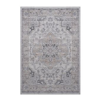 Aurora Ascent LOOM & LUXE 8x10 Ivory Beige Oriental Non-Shedding Stain Resistant Area Rug