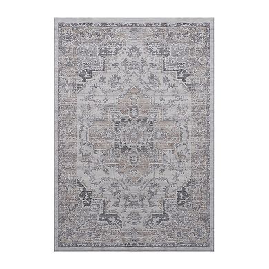 Aurora Ascent LOOM & LUXE 8x10 Ivory Beige Oriental Non-Shedding Stain Resistant Area Rug