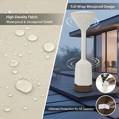 Wind Snow Resistant Patio Heater Cover 36x18.5x95", Tan Easy-On Outdoor