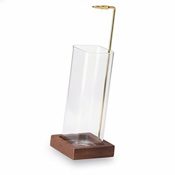 Wooden Incense Holder with Glass Ash Catcher, 20 Sticks Brush for Meditation Decor