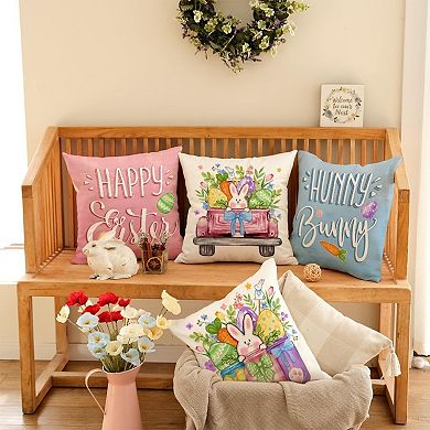 Easter Throw Pillow Covers Set of 4, Spring Decorative Farmhouse Holiday Cushion Case for Home