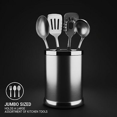 Stainless Steel Utensil Holder Weighted Base Extra Large Crock Countertop Organizer