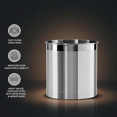 Stainless Steel Utensil Holder Weighted Base Extra Large Crock Countertop Organizer