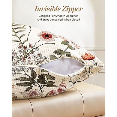 Corduroy Throw Pillow Covers 18x18 - Set of 2 Decorative Spring Pillow Covers with Zipper Retro