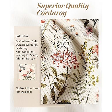 Corduroy Throw Pillow Covers 18x18 - Set of 2 Decorative Spring Pillow Covers with Zipper Retro