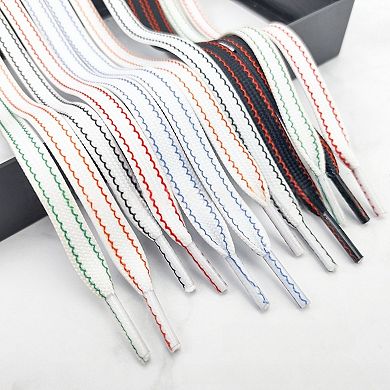 Women's White Shoelaces Colorful Wave Pattern Strings for Sneakers 55.1"