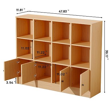 Compact 3-Tier Bookshelf with 8 Shelves & 2 Cabinets for Kids