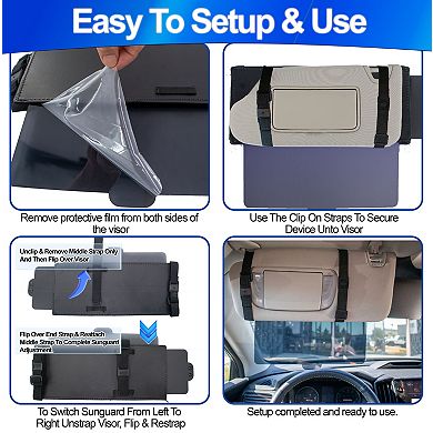 Universal Car Sun Visor Extender with Polarized Anti-Glare - UV Protection for Driving