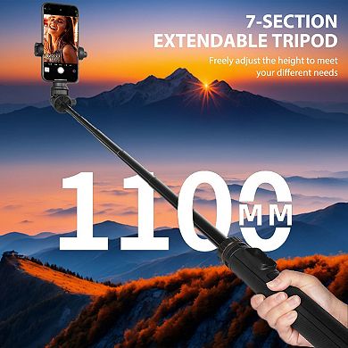 Portable Tripod with Universal Mobile Phone Clip, Selfie Stick, 7-Section Extendable Tripod