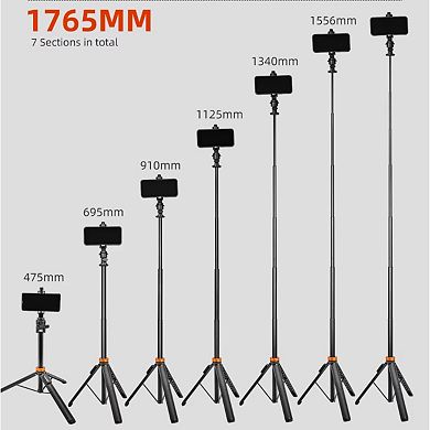 Portable Tripod with Universal Mobile Phone Clip, Selfie Stick, 7-Section Extendable Tripod