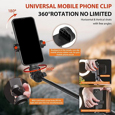 Portable Tripod with Universal Mobile Phone Clip, Selfie Stick, 7-Section Extendable Tripod
