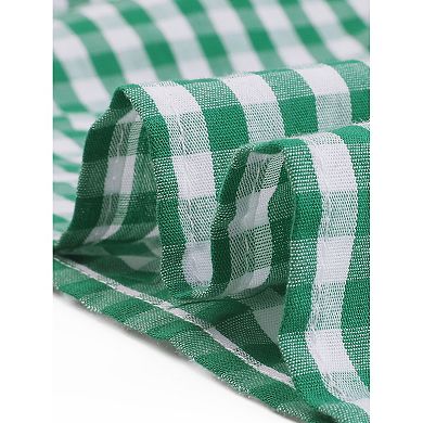 2 Packs Plus Size Gingham Dresses Vintage Plaid Round Neck Short Sleeve Tiered Midi Summer Dress