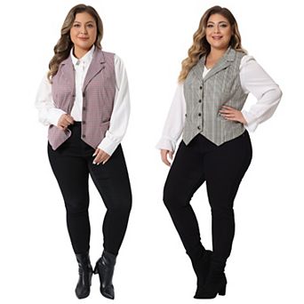 2 pc Women's Plus Size Waistcoat Vest Vintage Vest Button Steampunk Dress Jacquard Jacket