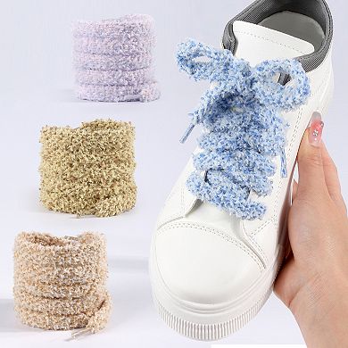 Women's 1 Pair Flat 0.47'' Fat Soft Fluffy Shoelaces for Sneakers 39.4"
