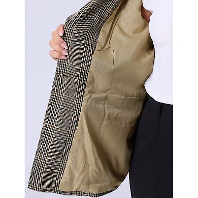 2 Pcs Women's Plus Size Blazer Suit Notch Lapel One Button Work Office Plaid Jacket