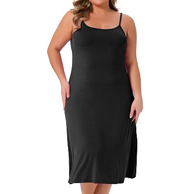 2 Packs Women's Plus Size Nightgown Spaghetti Strap Full Slip Cami Midi Under Dress