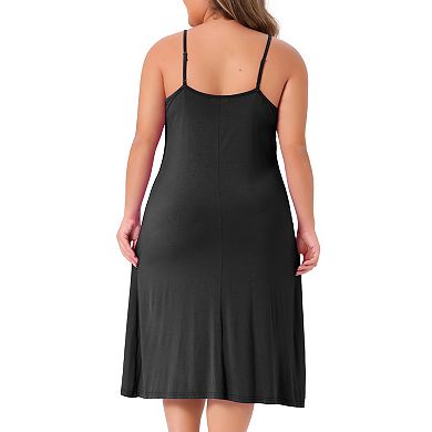 2 Packs Women's Plus Size Nightgown Spaghetti Strap Full Slip Cami Midi Under Dress