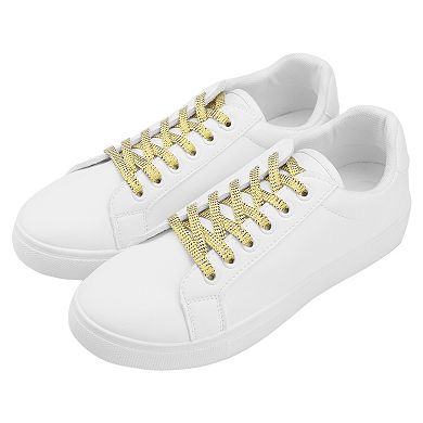 Women's Shiny Wavy Flat Shoelaces Sequin Shoestrings for Sneakers 2 Pairs 39.4"