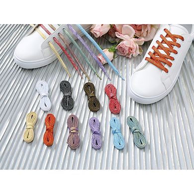 Women's Shiny Wavy Flat Shoelaces Sequin Shoestrings for Sneakers 2 Pairs 55.1"