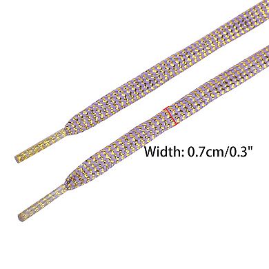 Women's Shiny Wavy Flat Shoelaces Sequin Shoestrings for Sneakers 2 Pairs 55.1"
