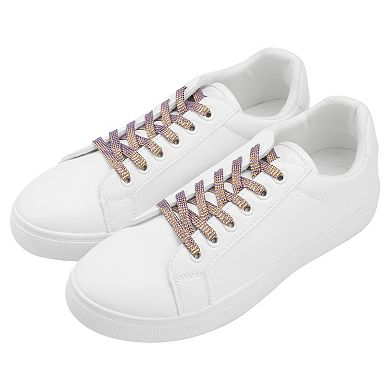 Women's Shiny Wavy Flat Shoelaces Sequin Shoestrings for Sneakers 2 Pairs 55.1"