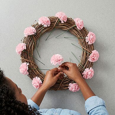 Artificial Carnation Flowers with Stems, Silk Carnations with Detachable Heads for DIY 5.9"H