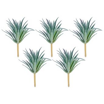 5 pc Realistic Artificial Air Plants 2.8" Mini Faux Tillandsia Bromeliad Flocked Soft PE Greenery