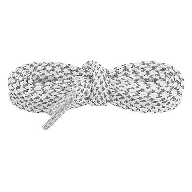 Reflective Dual Color Checkered Woven Flat Shoelaces 2 Pairs for Sneakers 47.2"