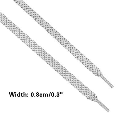 Reflective Dual Color Checkered Woven Flat Shoelaces 2 Pairs for Sneakers 47.2"