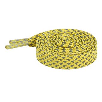 Reflective Dual Color Checkered Woven Flat Shoelaces 2 Pairs for Sneakers 47.2"