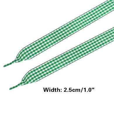 Women's Wide Flat Shoelaces Plaid Fantastic Shoe Laces for Sneaker 2 Pairs 55.1"