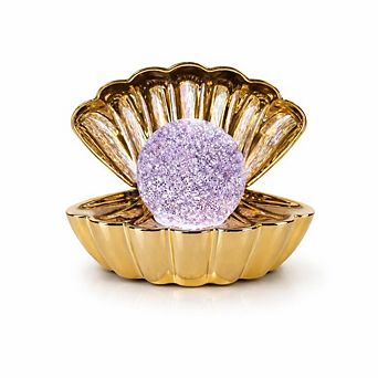 6" x 7" Golden Color Clam Shell Glitter Globe USB Table Lamp
