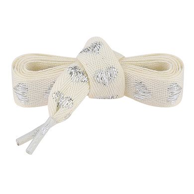 Women's 2 Pairs Flat Glitter Shiny Shoe Laces Metallic Heart Shoelaces 39.4"
