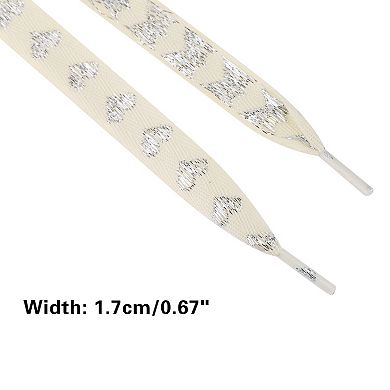 Women's 2 Pairs Flat Glitter Shiny Shoe Laces Metallic Heart Shoelaces 39.4"