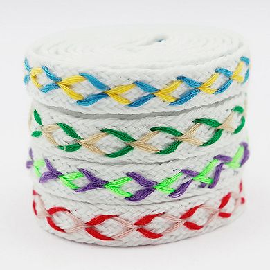 2 Pairs 0.47'' Wide Contrast Color Flat Fat Braided Twist Woven Shoelaces