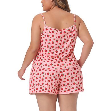2 Sets Women's Plus Size Pajamas Sleepwear Cami Shorts Set Nightgown