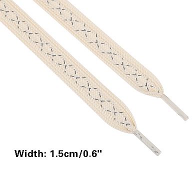 Wide Cross Reflective Shoelace Braided Decorative Rope for Sneakers 2 Pairs 47.2"