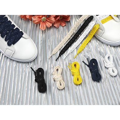 Wide Cross Reflective Shoelace Braided Decorative Rope for Sneakers 2 Pairs 47.2"