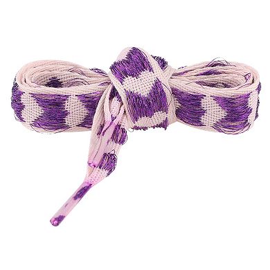 Women's 2 Pairs Flat Glitter Shiny Shoe Laces Metallic Heart Shoelaces 47.2"