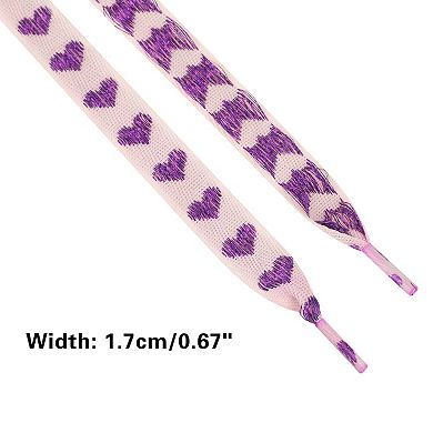 Women's 2 Pairs Flat Glitter Shiny Shoe Laces Metallic Heart Shoelaces 47.2"