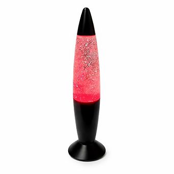 13.5" x 3.5" Red Glitter Lava Style USB Table Lamp