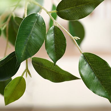 Artificial Ficus Tree 8ft, Realistic Faux Plant in White Planter for Indoor Home Office Decor