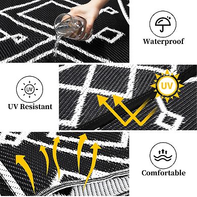 Outdoor Plastic Mat Bohemian Flowing Diamond