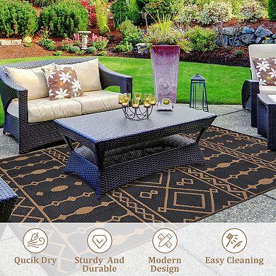 Outdoor Plastic Mat Bohemian Flowing Diamond