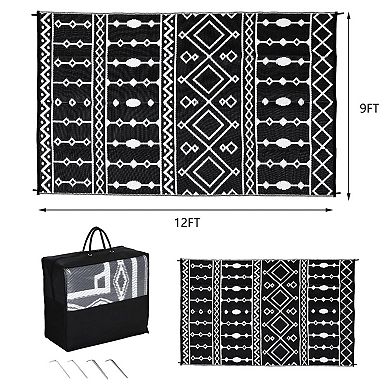Outdoor Plastic Mat Bohemian Flowing Diamond