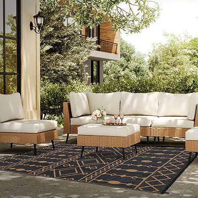 Outdoor Plastic Mat Bohemian Flowing Diamond