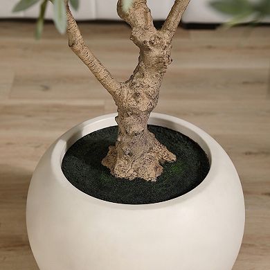 Artificial Olive Tree 8ft, Realistic Faux Plant in White Planter for Indoor Home Office Decor