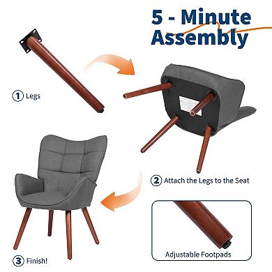 High Back Upholstered Seats with Oak Wood Legs for Kitchen & Restaurant,Dining Chairs