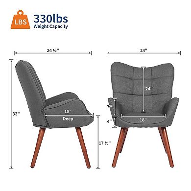 High Back Upholstered Seats with Oak Wood Legs for Kitchen & Restaurant,Dining Chairs